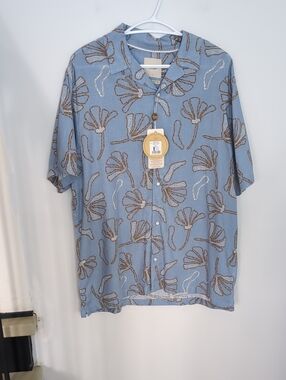 COMMON PEOPLE | Men's Blue Casto Linen Blend Short Sleeved Button Down Shirt